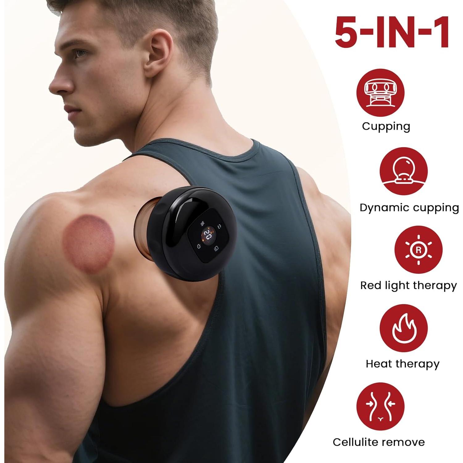 Kit de Ventosas UOTT 5-en-1 con Luz Roja y Calor - Alivio Dolor