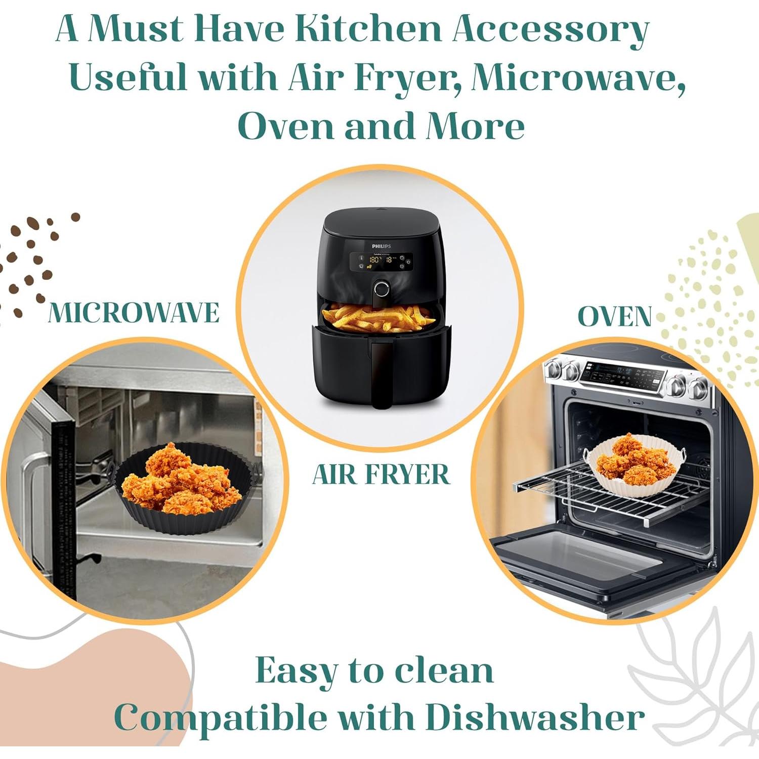 Forros de Silicona Reutilizables SAMNATE 20 cm para Freidora de Aire