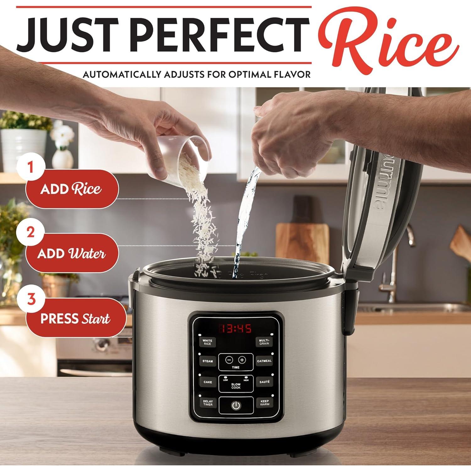 Cocedor de Arroz Digital Gourmia 5 Qt 20 Tazas 8 en 1