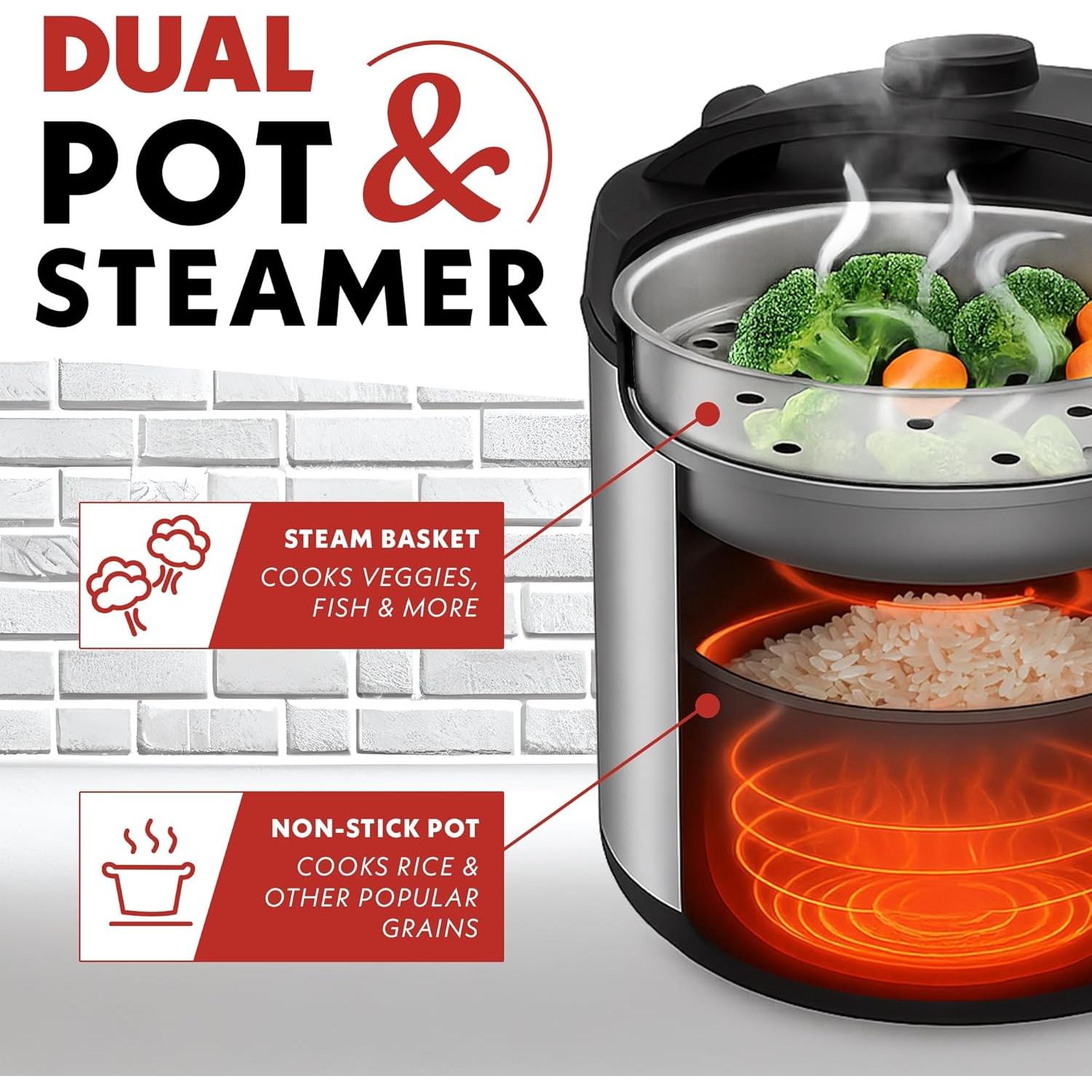 Cocedor de Arroz Digital Gourmia 5 Qt 20 Tazas 8 en 1