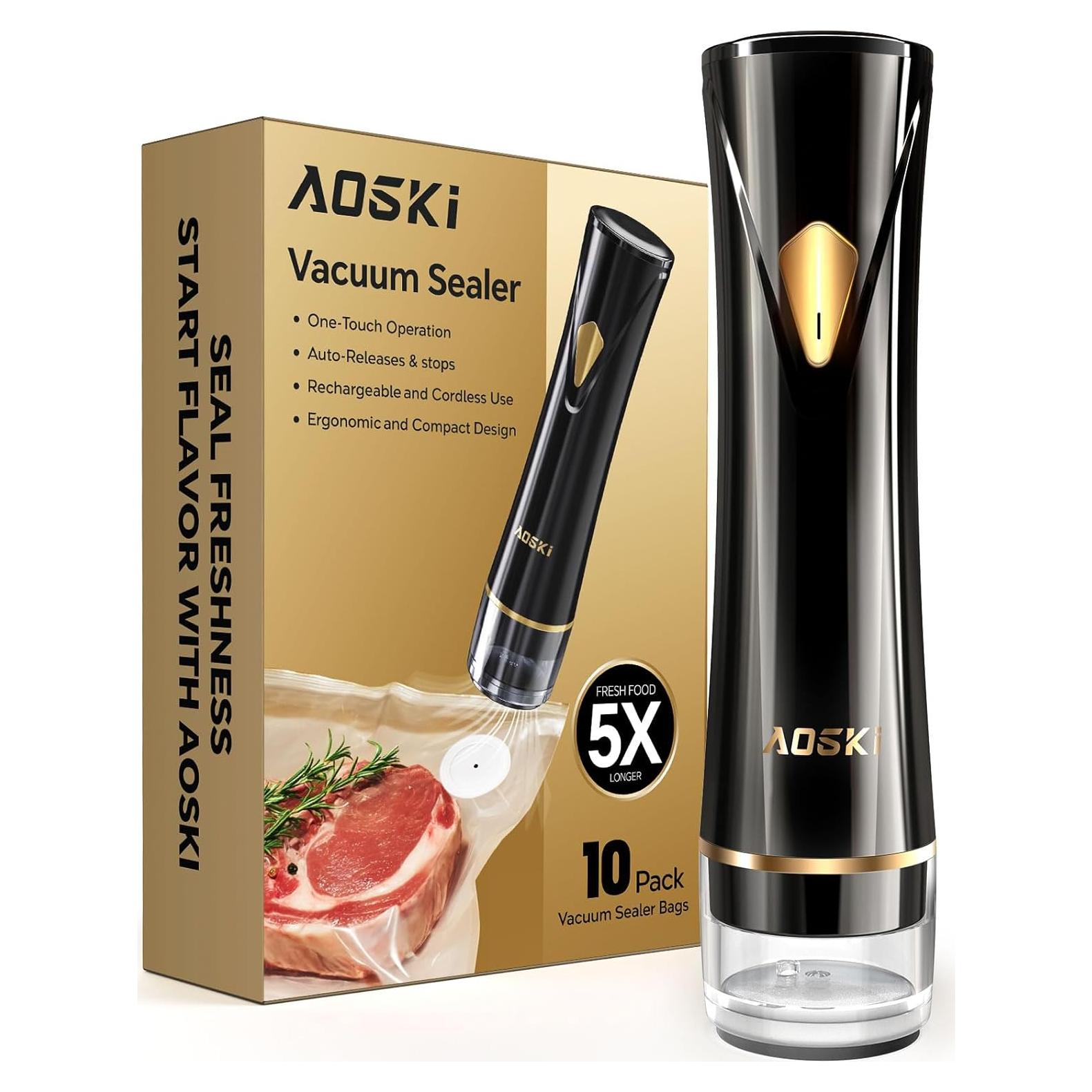Sellador de Alimentos al Vacío AOSKI Compacto Automático 10 Bolsas