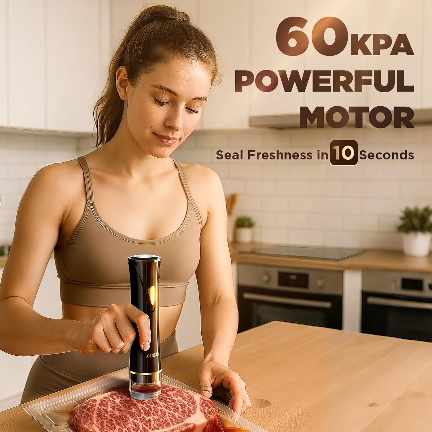 Sellador de Alimentos al Vacío AOSKI Compacto Automático 10 Bolsas