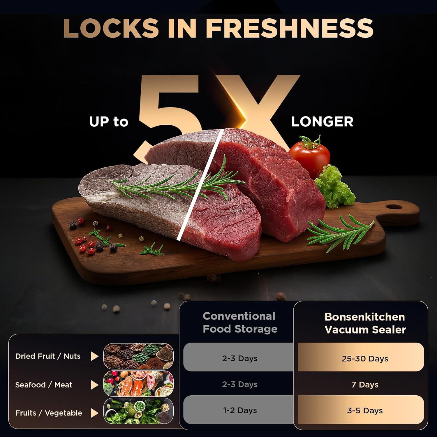 Sellador de Alimentos al Vacío AOSKI Compacto Automático 10 Bolsas