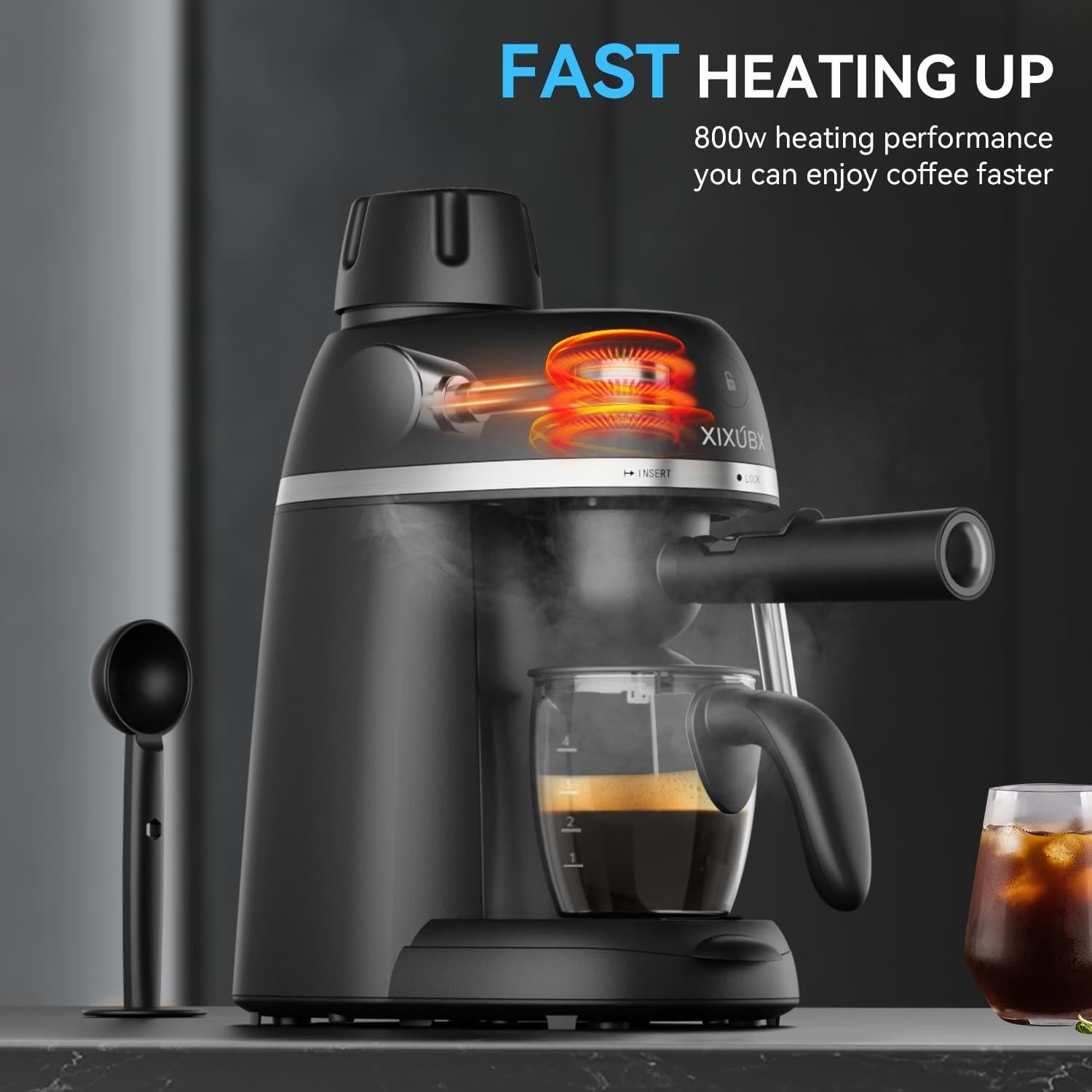 Máquina de Espresso XIXUBX CM510 800W con Espumador de Leche