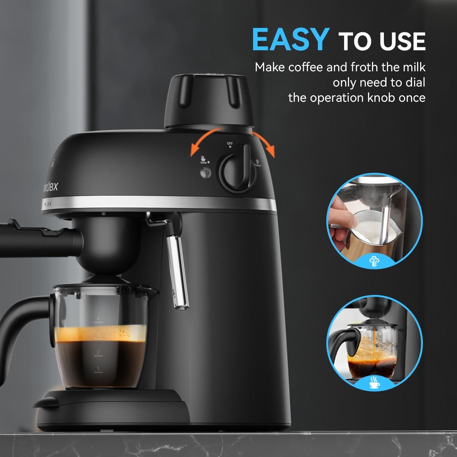 Máquina de Espresso XIXUBX CM510 800W con Espumador de Leche