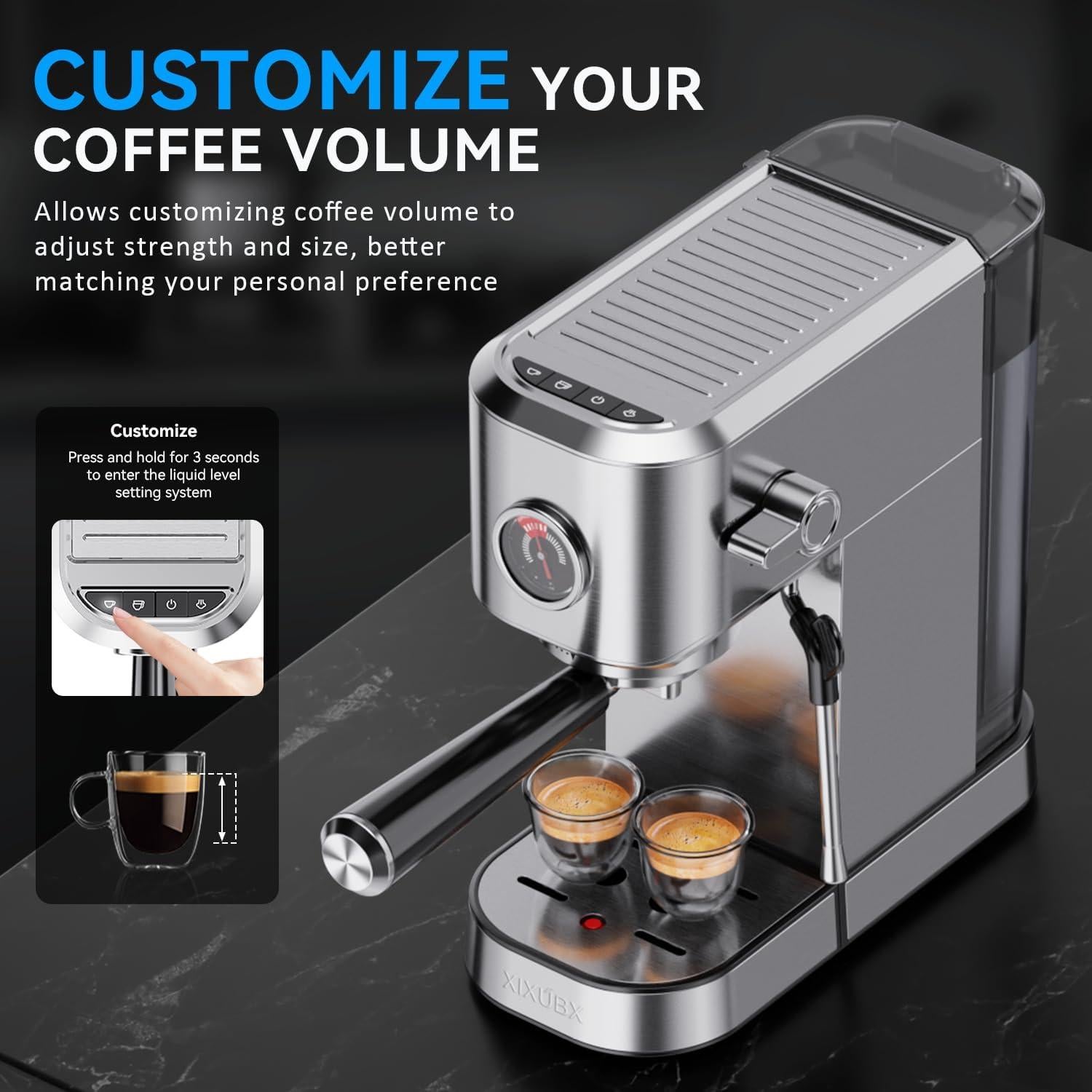 Máquina de Espresso XIXUBX EM720 20Bar con Espumador 1.25L