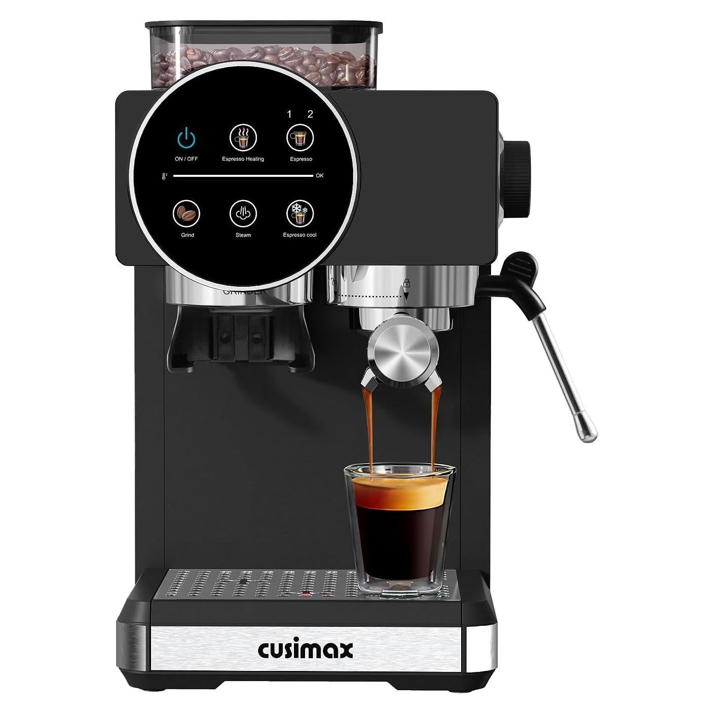 Máquina de Espresso CUSIMAX CMEM-5510B 20 Bar con Molinillo 1.8L