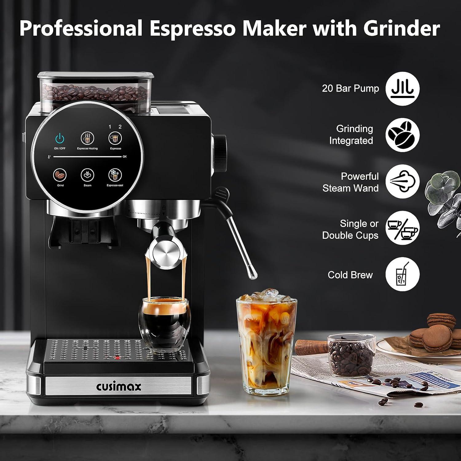 Máquina de Espresso CUSIMAX CMEM-5510B 20 Bar con Molinillo 1.8L