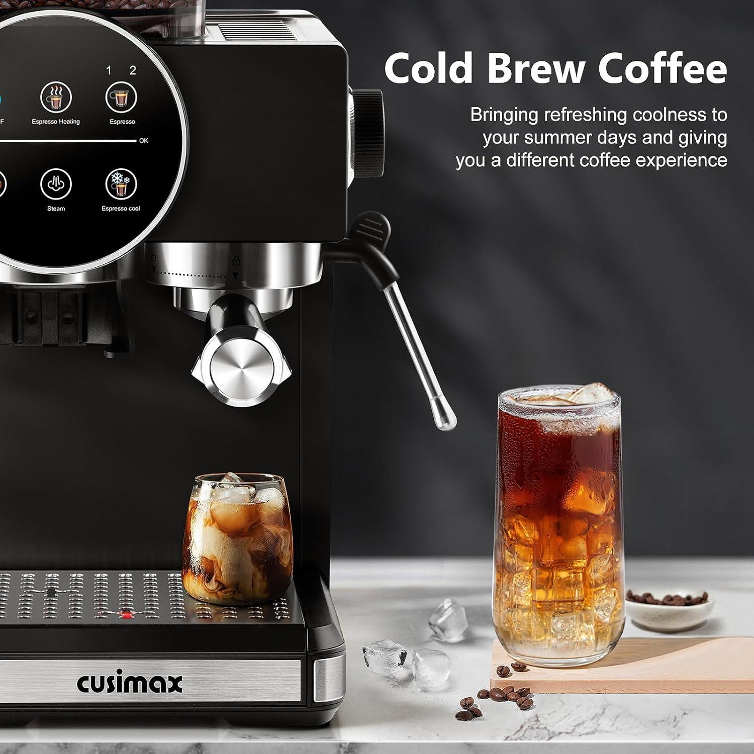 Máquina de Espresso CUSIMAX CMEM-5510B 20 Bar con Molinillo 1.8L