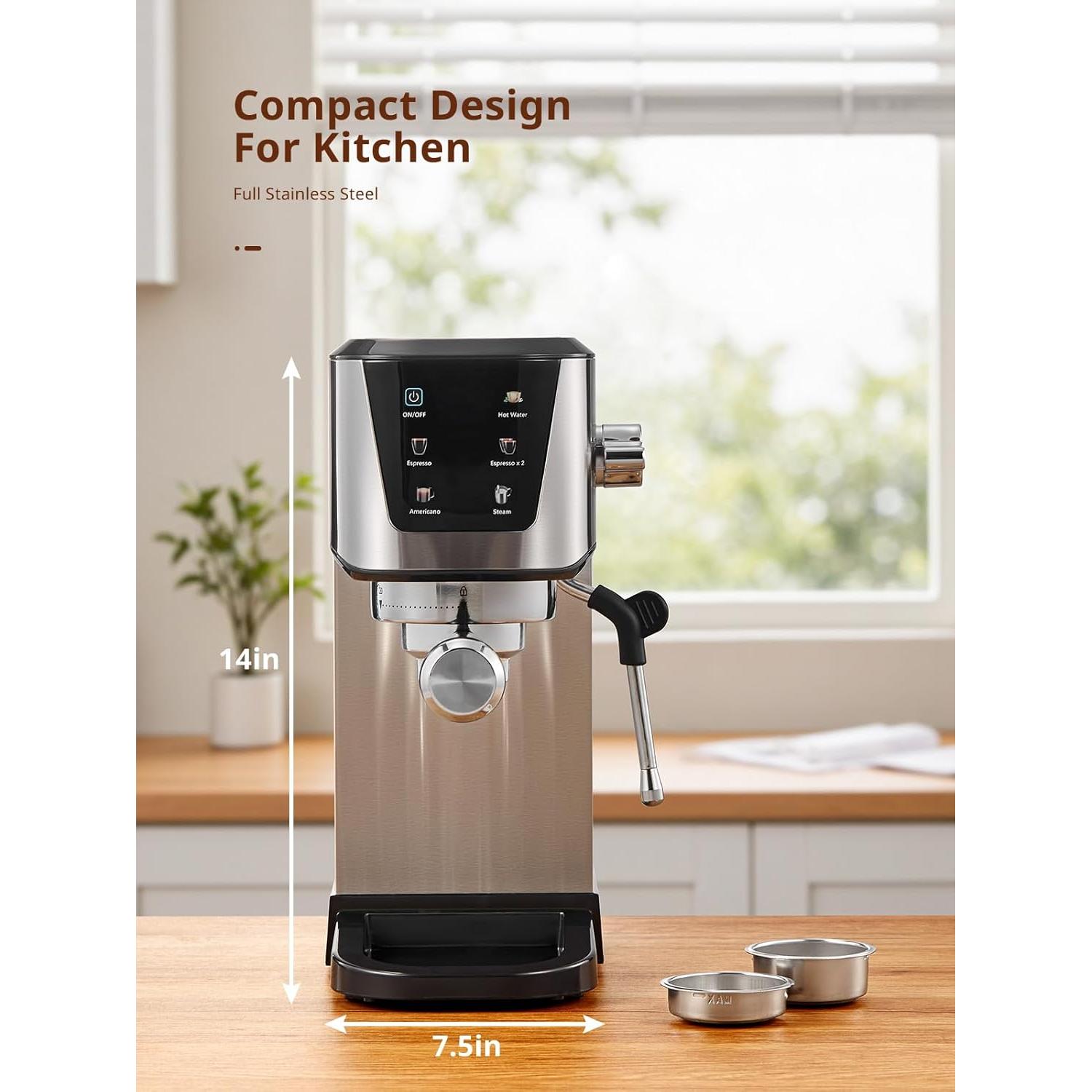 Máquina de Espresso UDI CM5104US 20 Bares Pantalla LED 2 Tazas