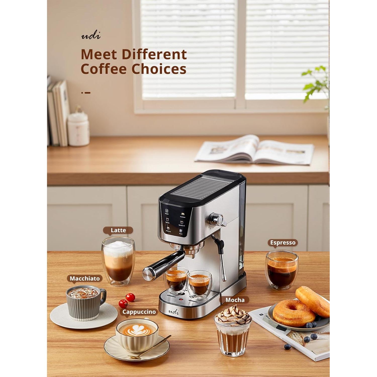 Máquina de Espresso UDI CM5104US 20 Bares Pantalla LED 2 Tazas