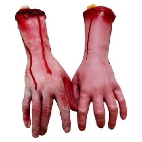 XONOR Decoración Halloween 2 Manos Falsas Sangrientas 32cm