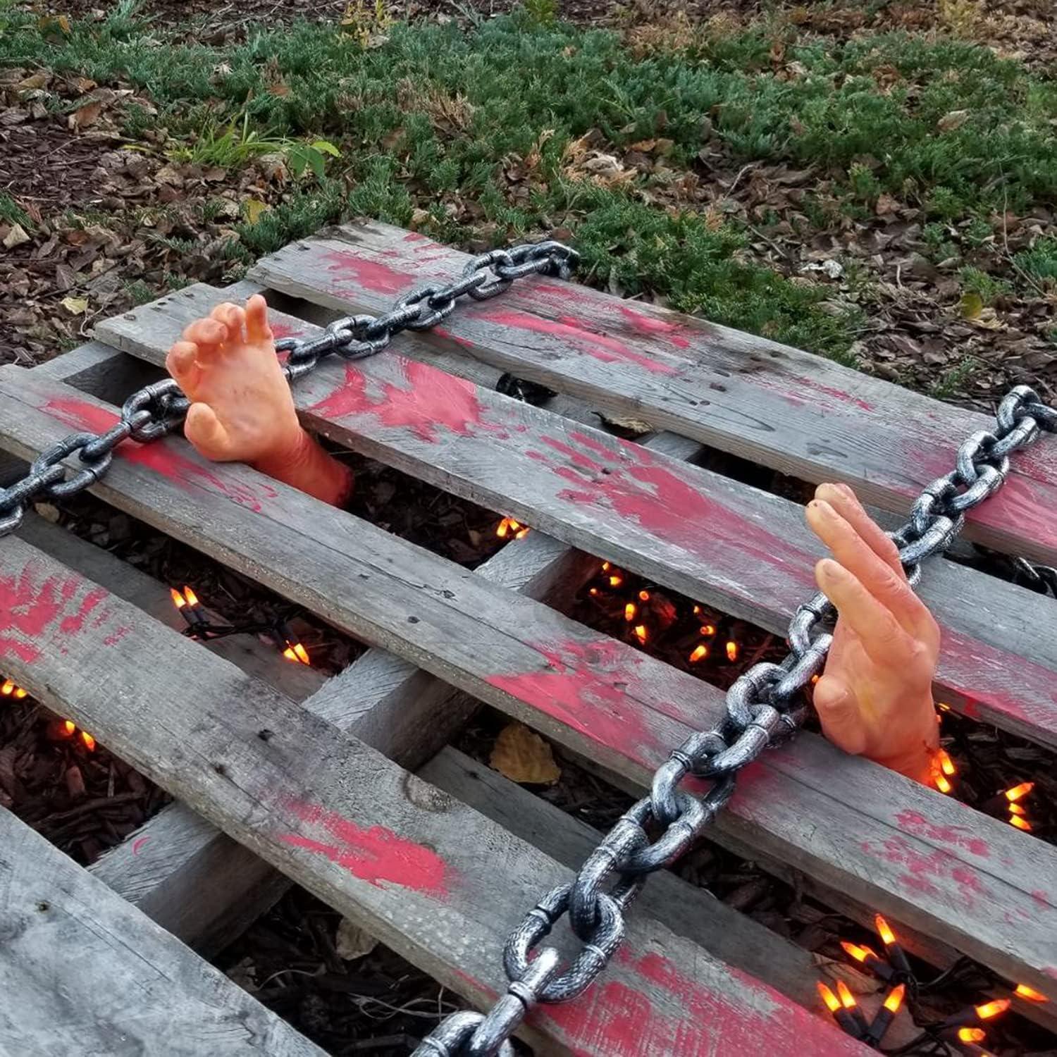 XONOR Decoración Halloween 2 Manos Falsas Sangrientas 32cm