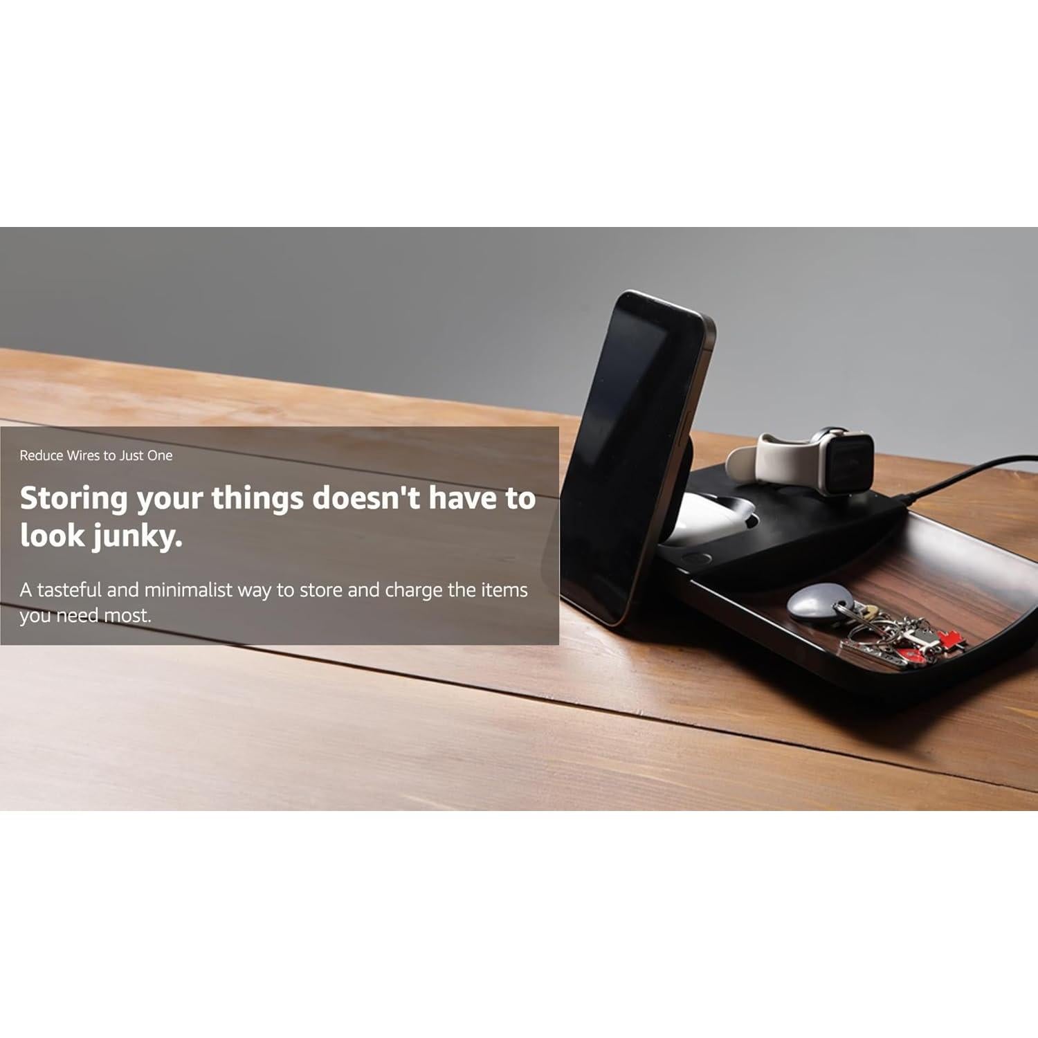 Estación de Carga Inalámbrica 3-en-1 AT&T con Madera - Cargador 30W