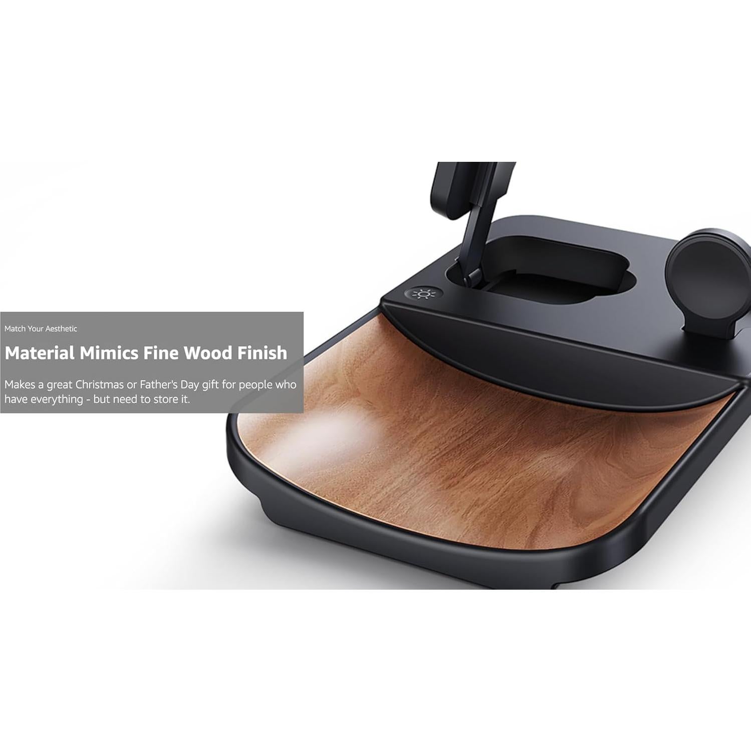 Estación de Carga Inalámbrica 3-en-1 AT&T con Madera - Cargador 30W