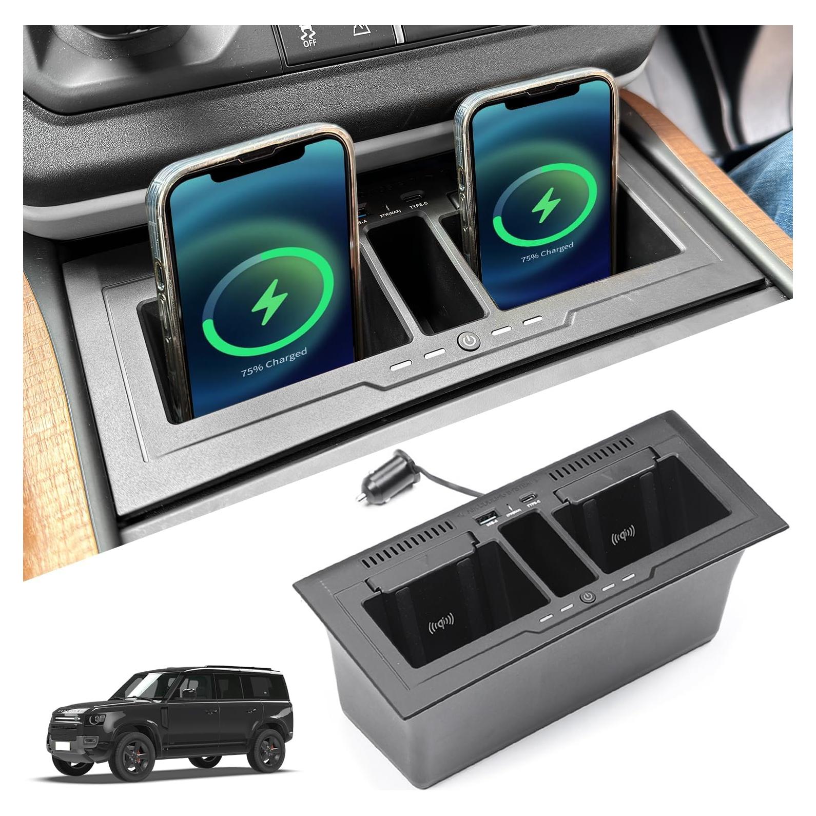 Cargador Inalámbrico Doble 15W EVGoXMods para Land Rover Defender 2020-2024