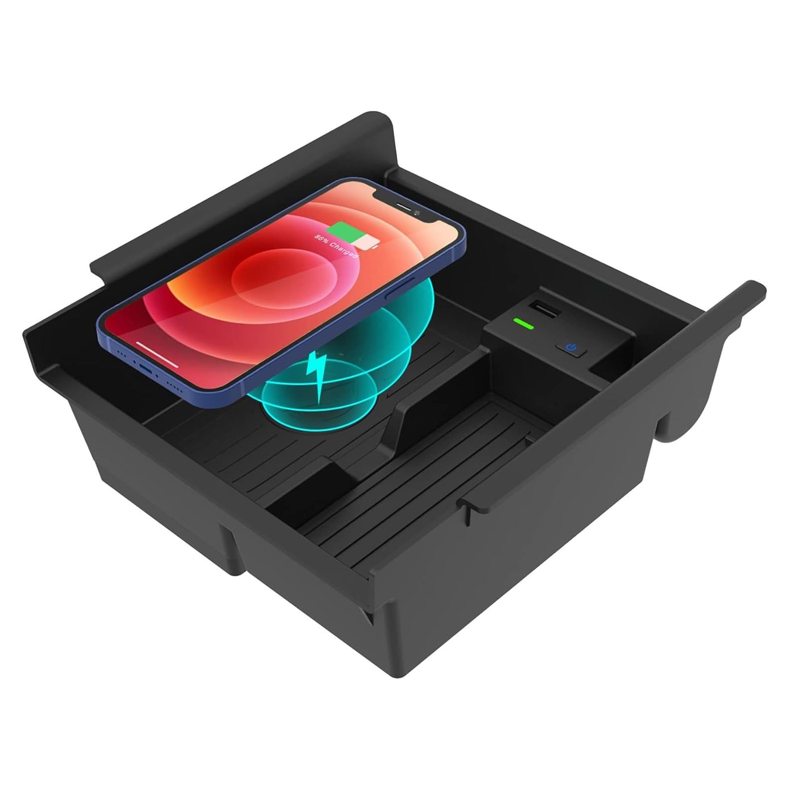 CarQiWireless 2024 Upgrades Wireless Charger/Center Console Organizer Tray for Toyota 4runner 2010-2024 2023, Wireless Phone Charging Pad for Toyota 5th Gen SR5 TRD Truck Accessories 2021 2020