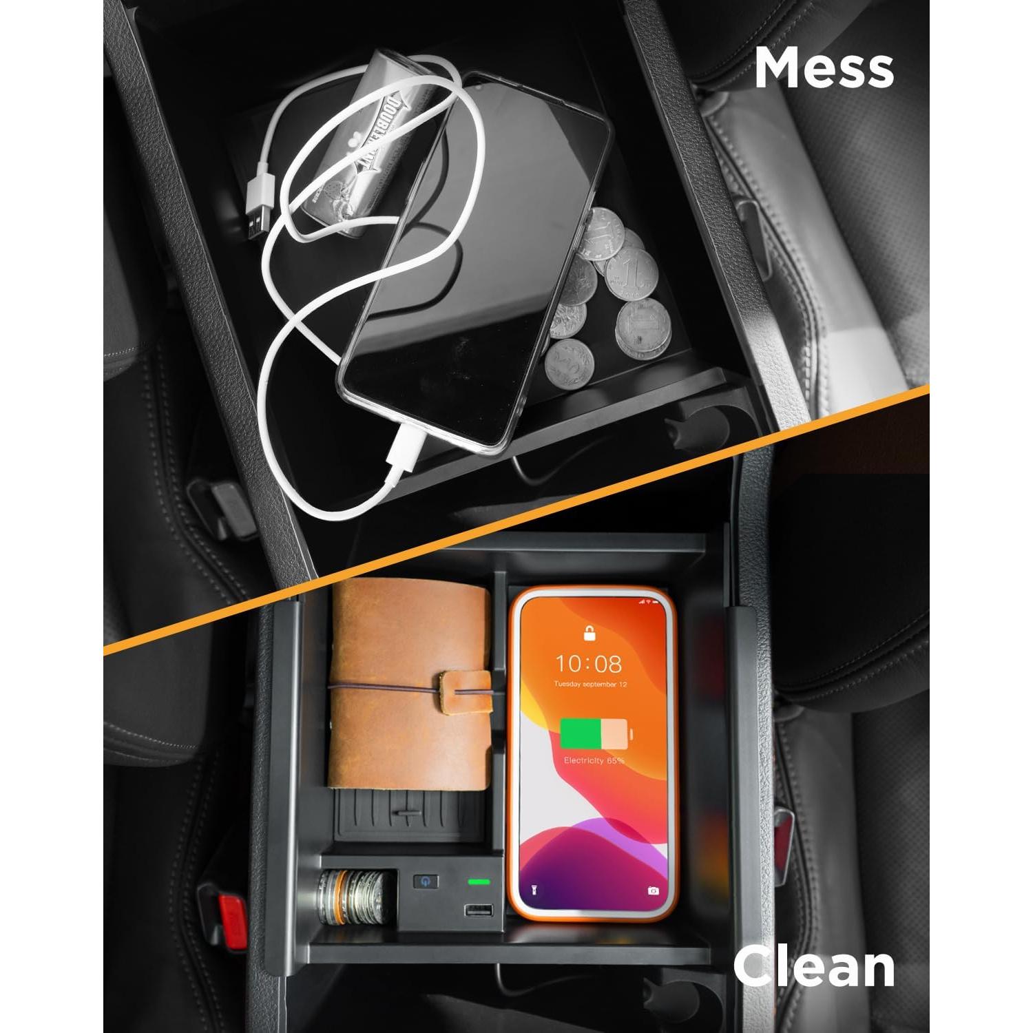 CarQiWireless 2024 Upgrades Wireless Charger/Center Console Organizer Tray for Toyota 4runner 2010-2024 2023, Wireless Phone Charging Pad for Toyota 5th Gen SR5 TRD Truck Accessories 2021 2020