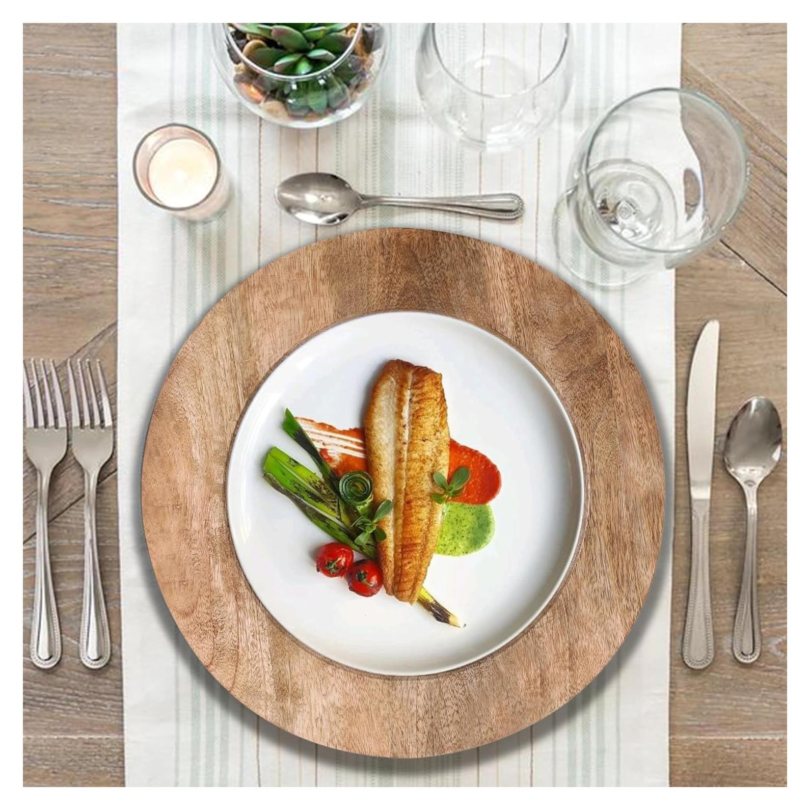 Set de 2 Platos de Madera Natural Light & Pro - 33 cm Redondos