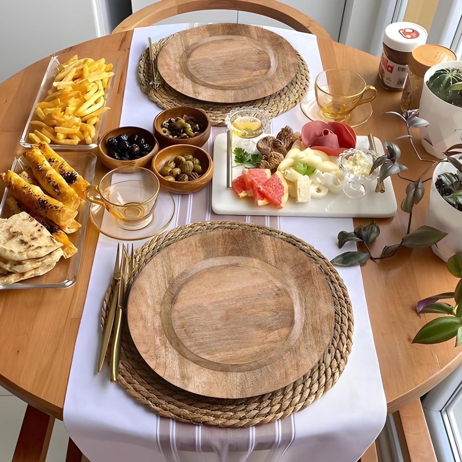 Set de 2 Platos de Madera Natural Light & Pro - 33 cm Redondos