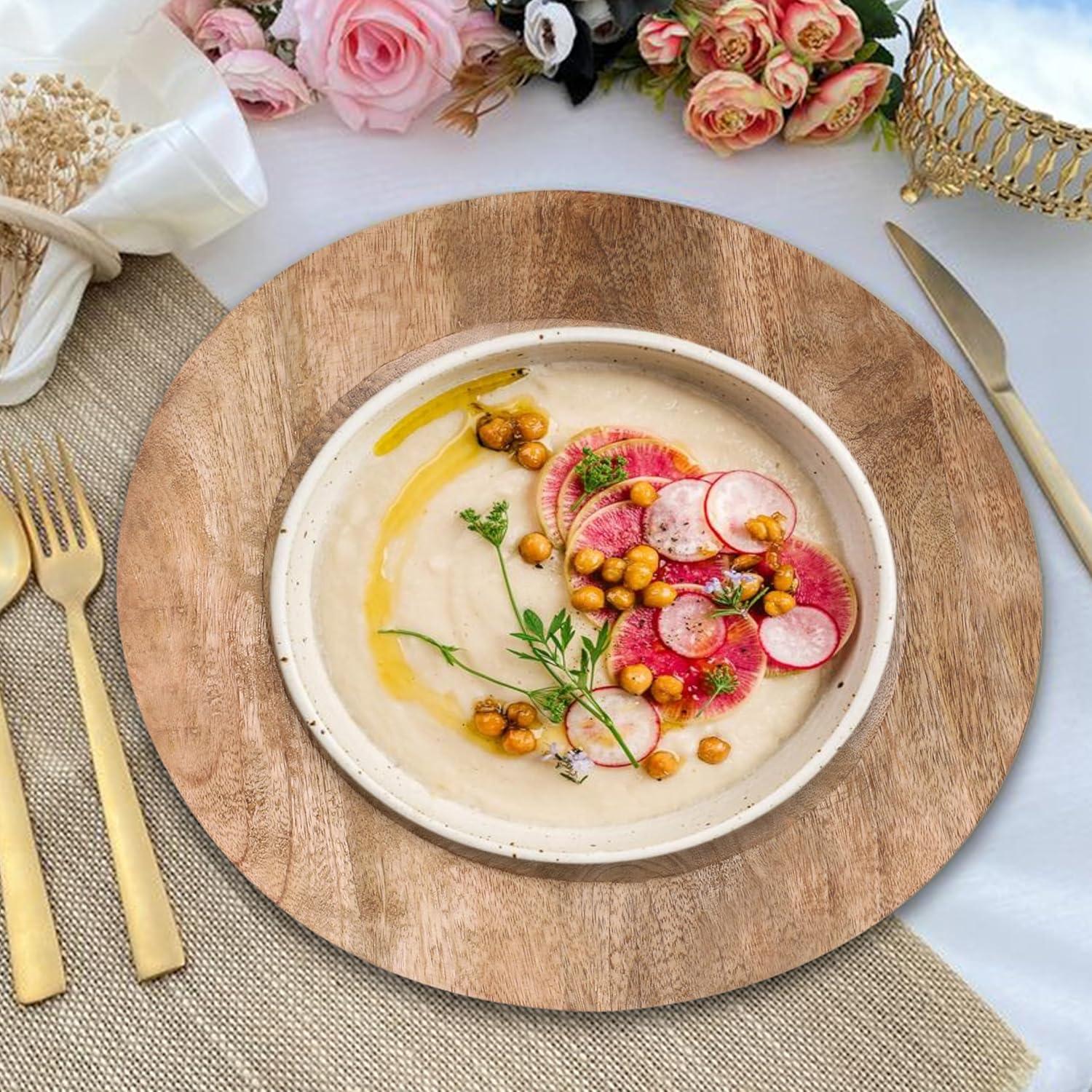 Set de 2 Platos de Madera Natural Light & Pro - 33 cm Redondos