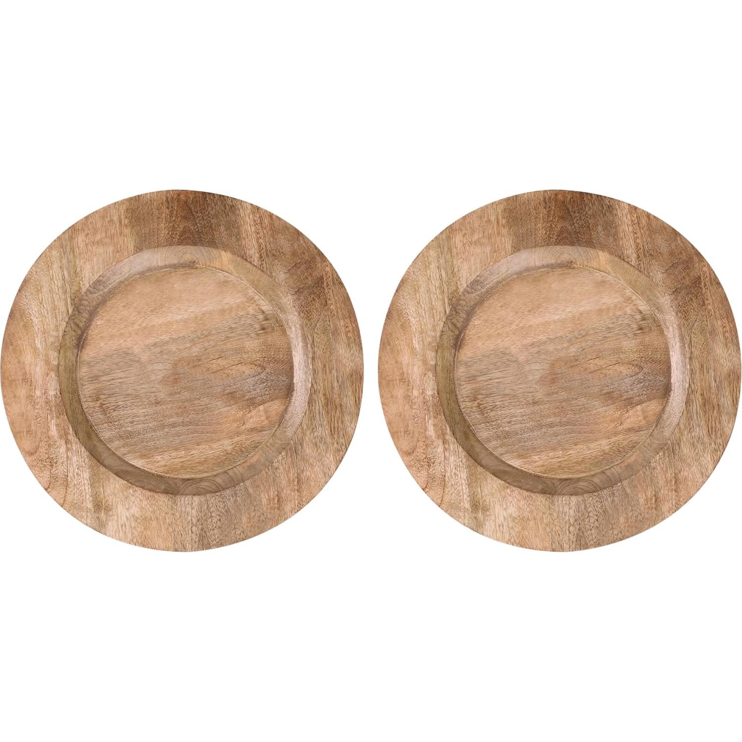 Set de 2 Platos de Madera Natural Light & Pro - 33 cm Redondos