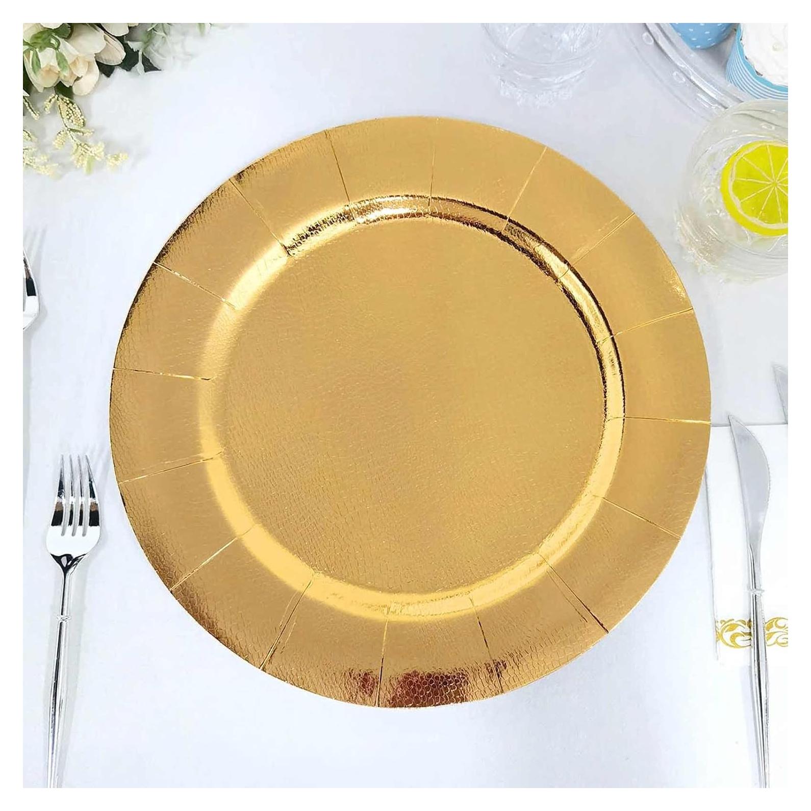 Platos Cargadores Desechables Dorados Efavormart 33 cm - 10 Unidades