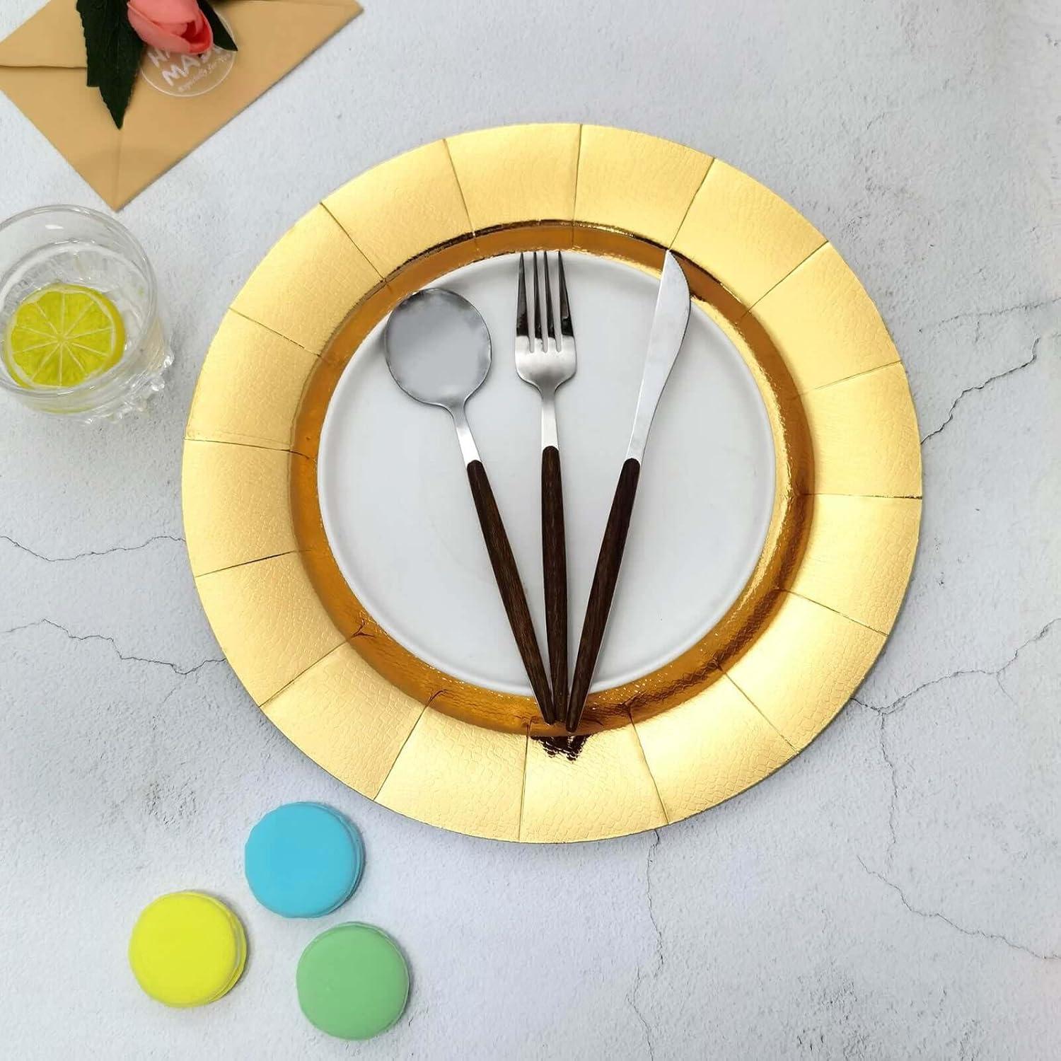 Platos Cargadores Desechables Dorados Efavormart 33 cm - 10 Unidades