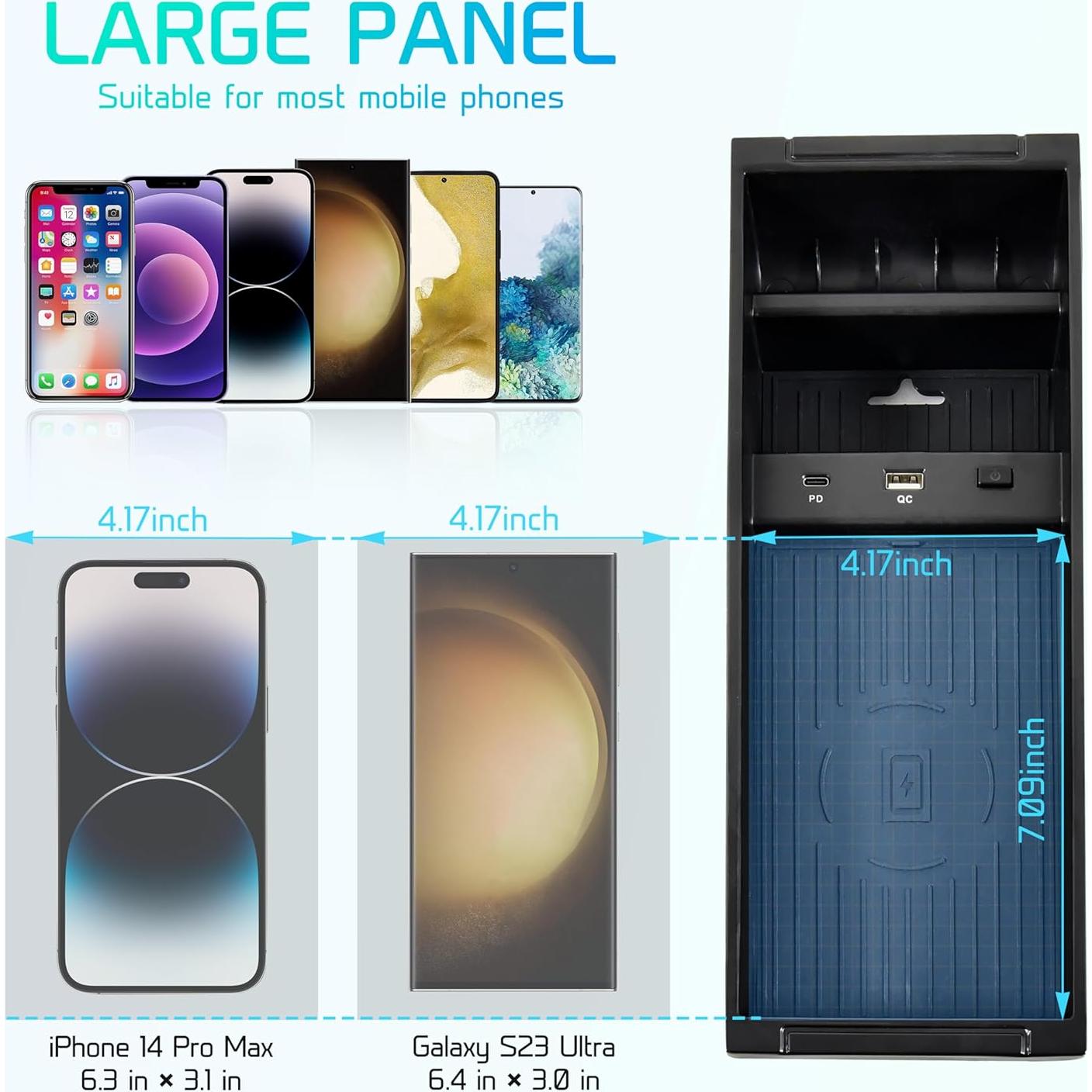 Cargador Inalámbrico Rápido POKIAUTO para Ford F150 2009-2023