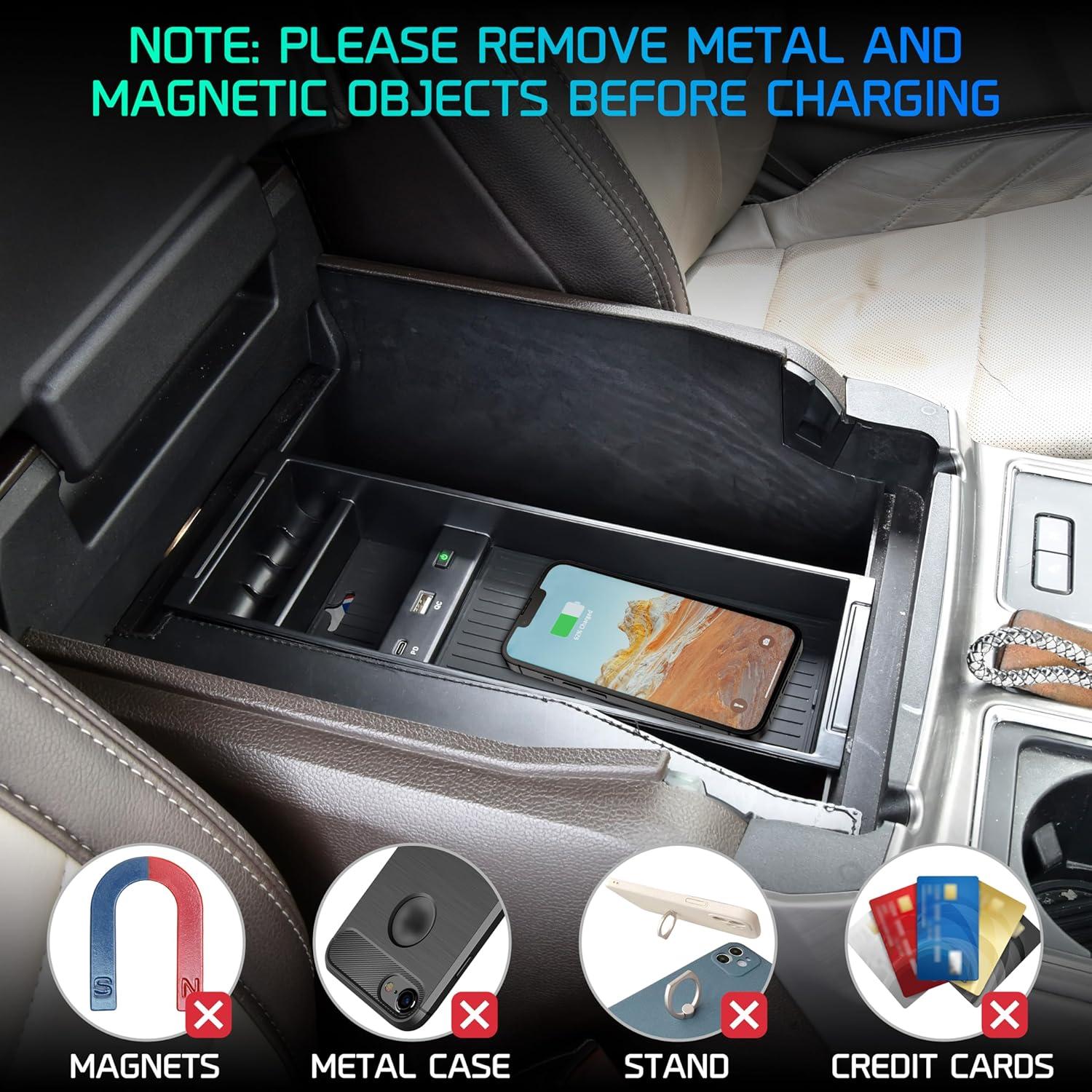 Cargador Inalámbrico Rápido POKIAUTO para Ford F150 2009-2023