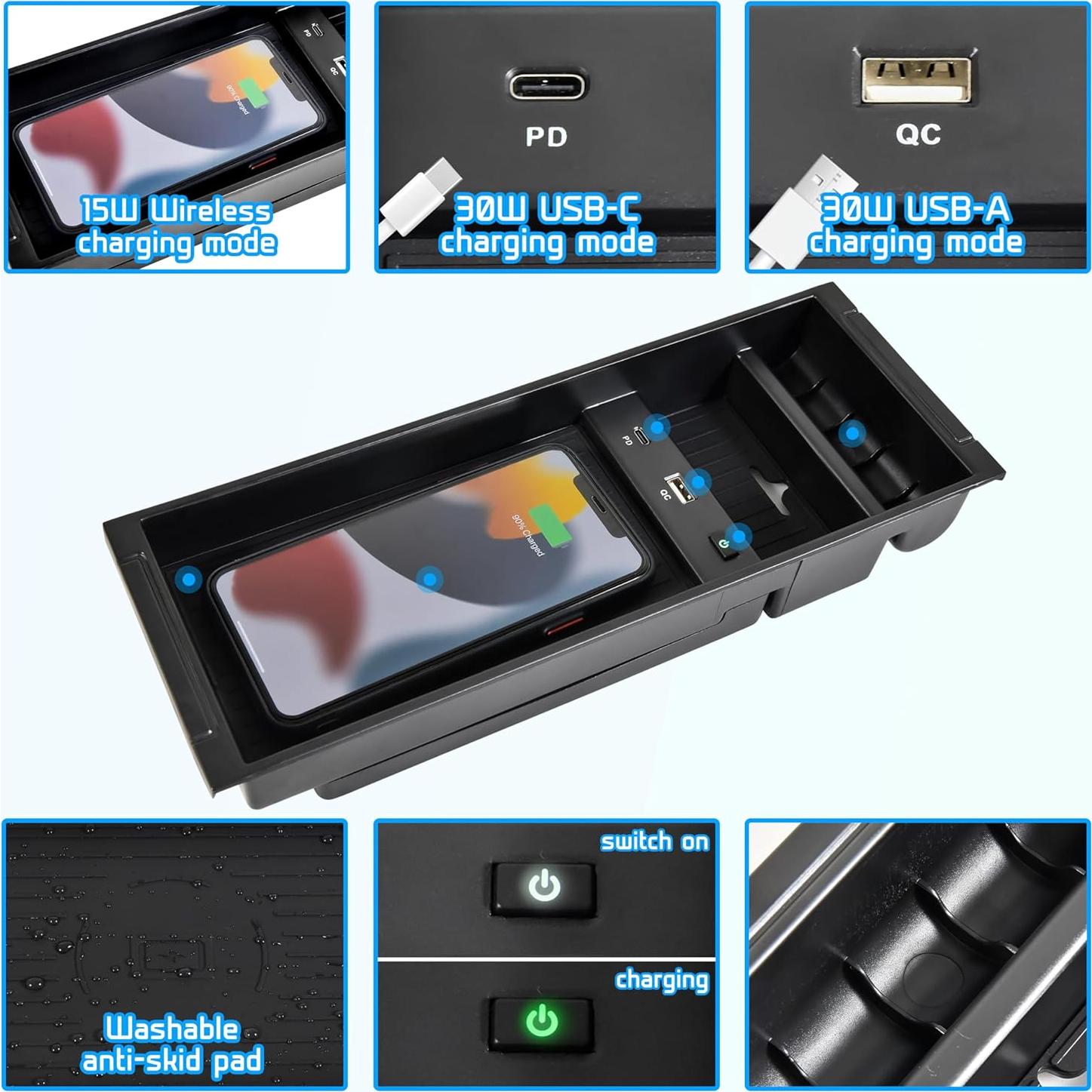 Cargador Inalámbrico Rápido POKIAUTO para Ford F150 2009-2023