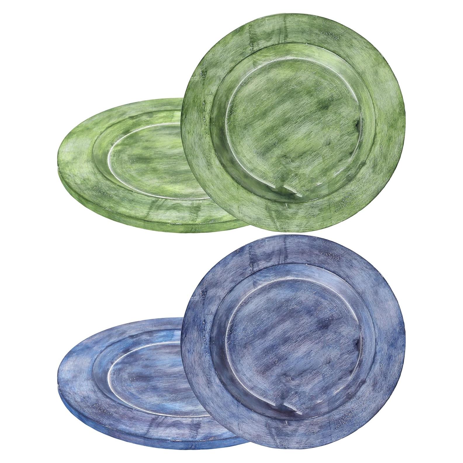 Juego de 2 Platos Cargadores de Madera CLEENTABLE 33 cm Verde