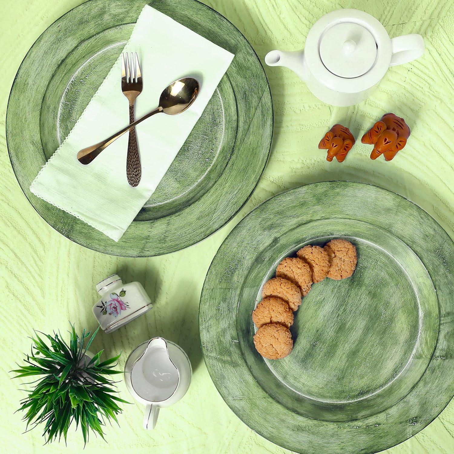 Juego de 2 Platos Cargadores de Madera CLEENTABLE 33 cm Verde