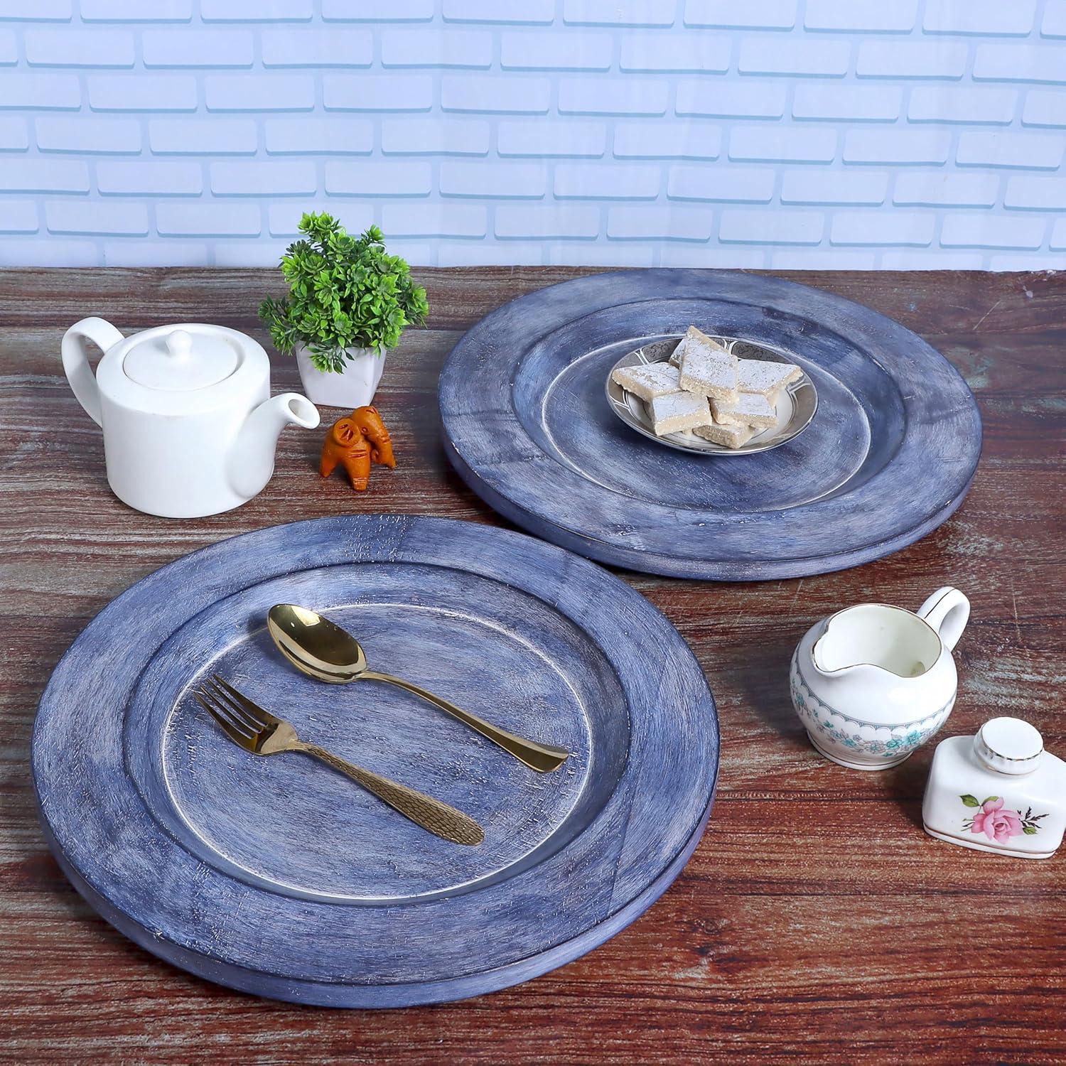 Juego de 2 Platos Cargadores de Madera CLEENTABLE 33 cm Verde