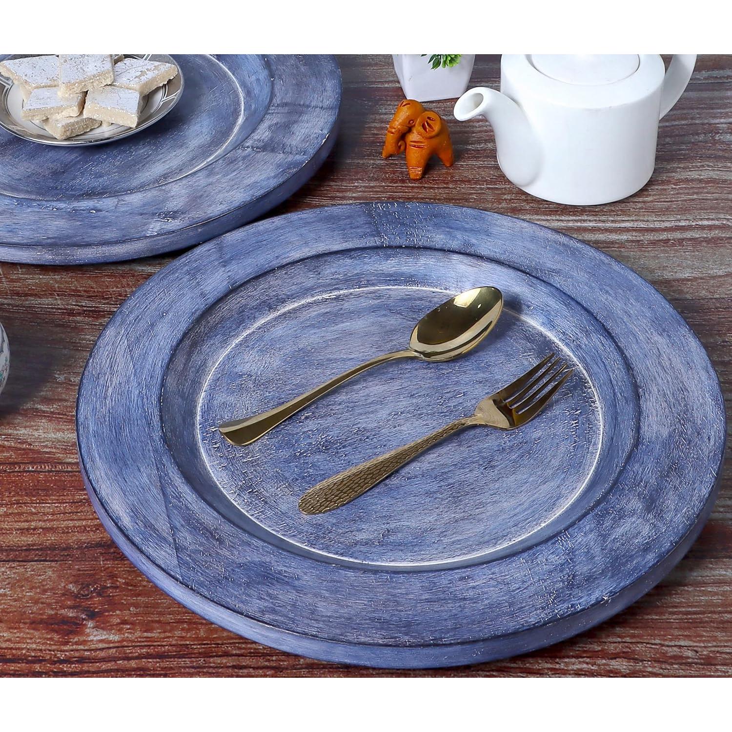 Juego de 2 Platos Cargadores de Madera CLEENTABLE 33 cm Verde