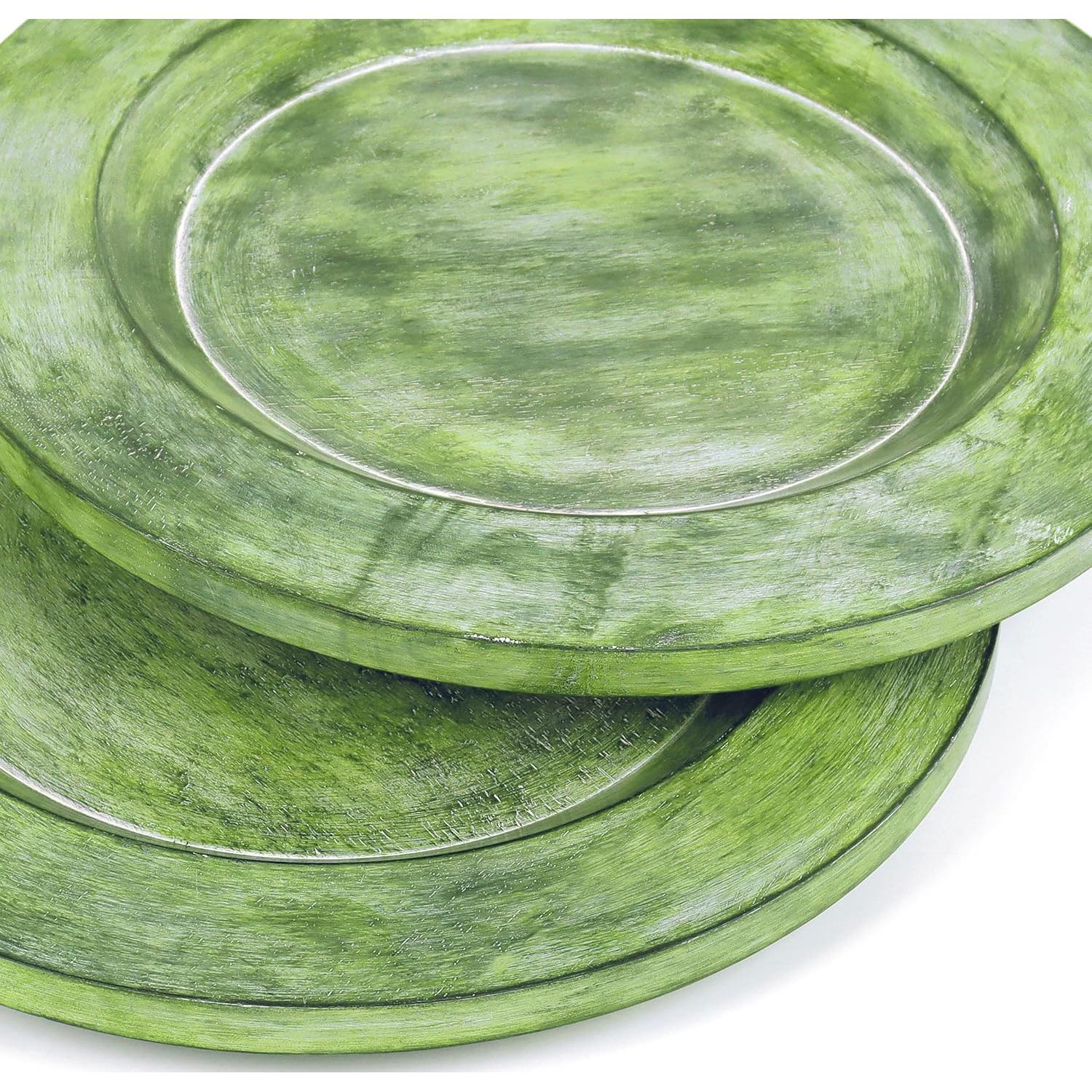 Juego de 2 Platos Cargadores de Madera CLEENTABLE 33 cm Verde