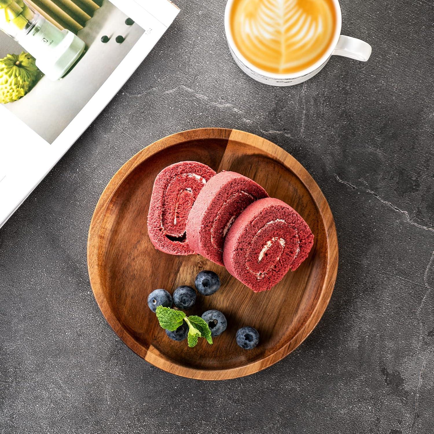 Juego de 4 Platos Redondos de Madera de Acacia 17 cm