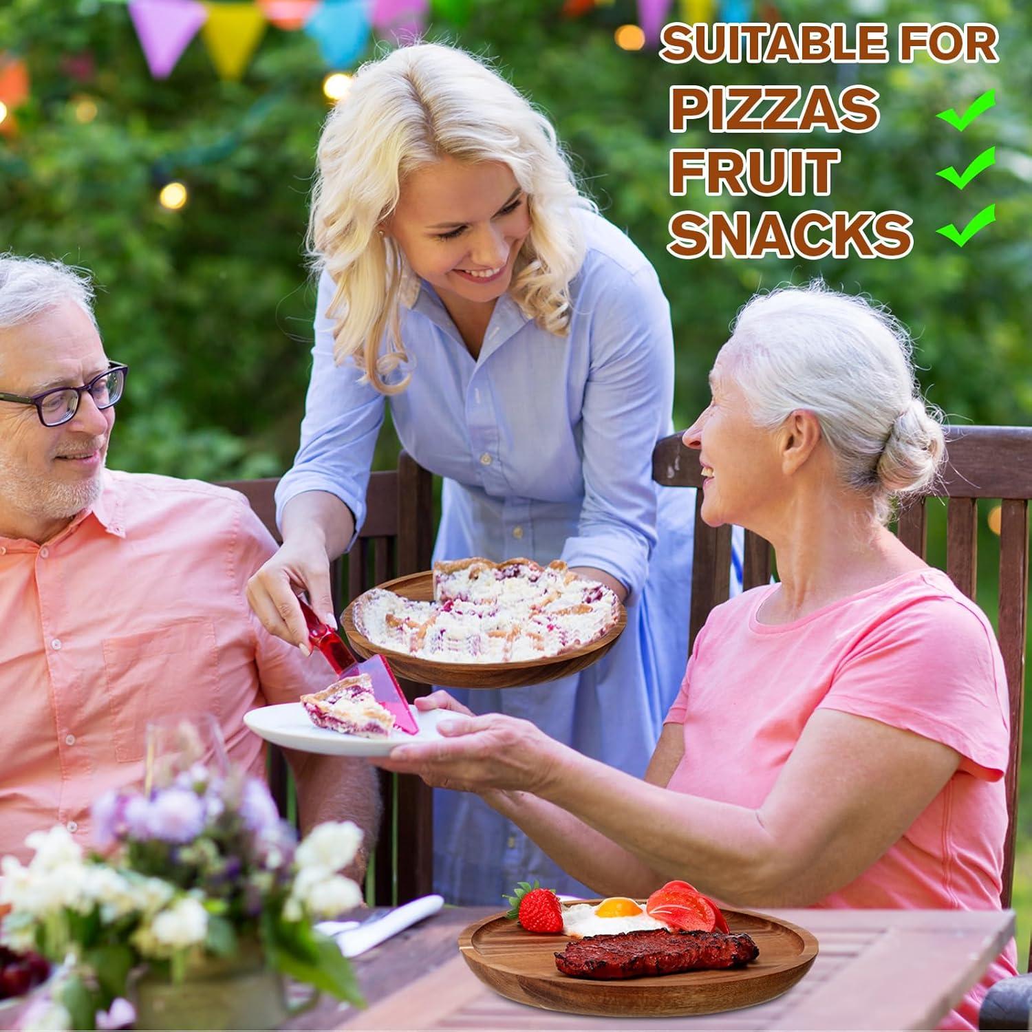 Juego de 12 Platos de Madera de Acacia Rtteri 24.9 cm