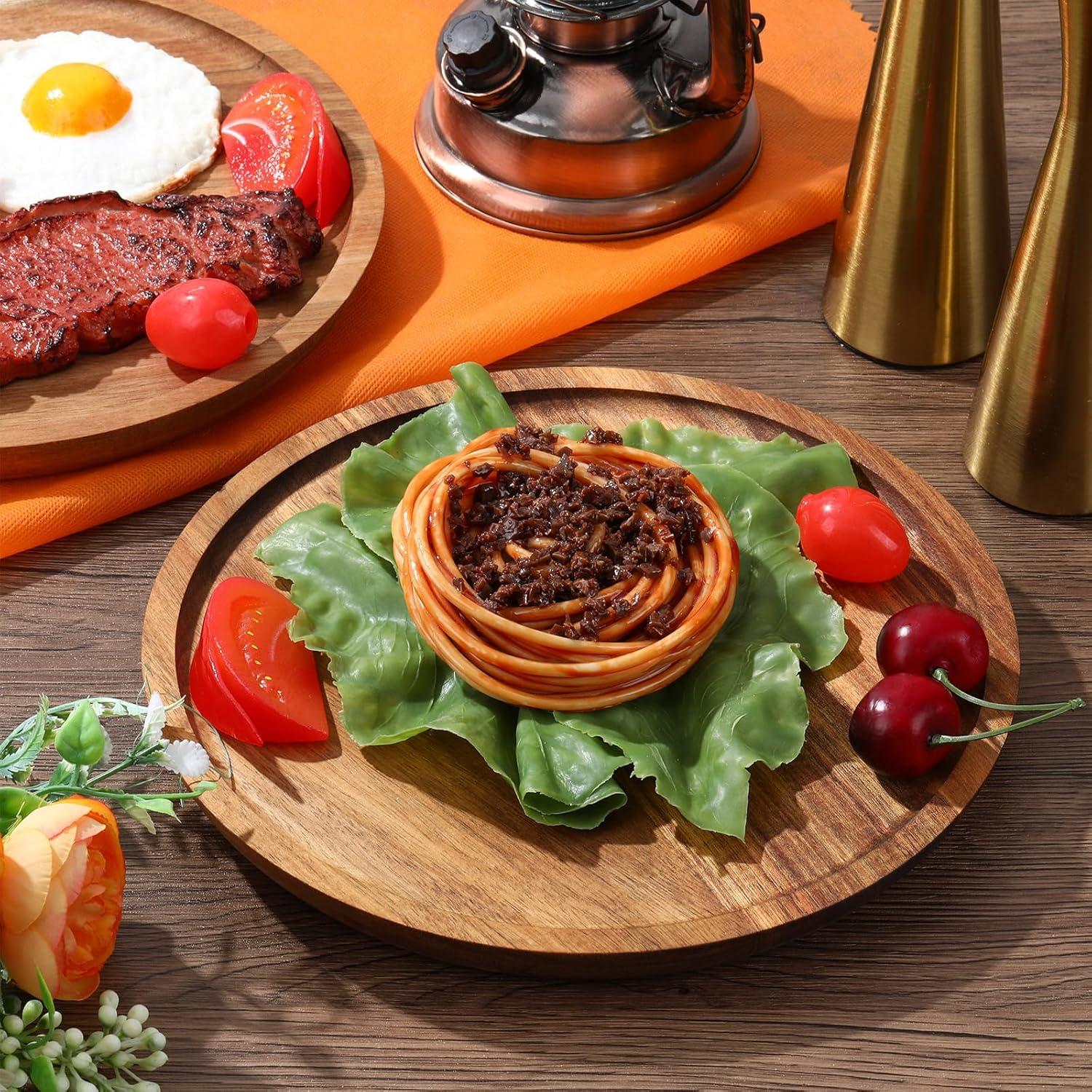 Juego de 12 Platos de Madera de Acacia Rtteri 24.9 cm