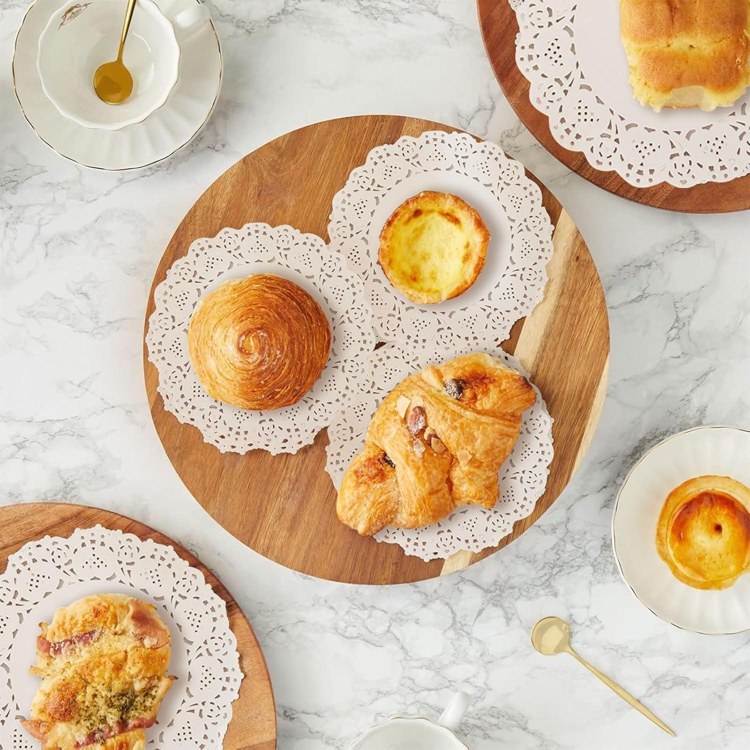 200 Servilletas de Papel Redondas Desechables Encaje Blanco 11.43-26.67 cm