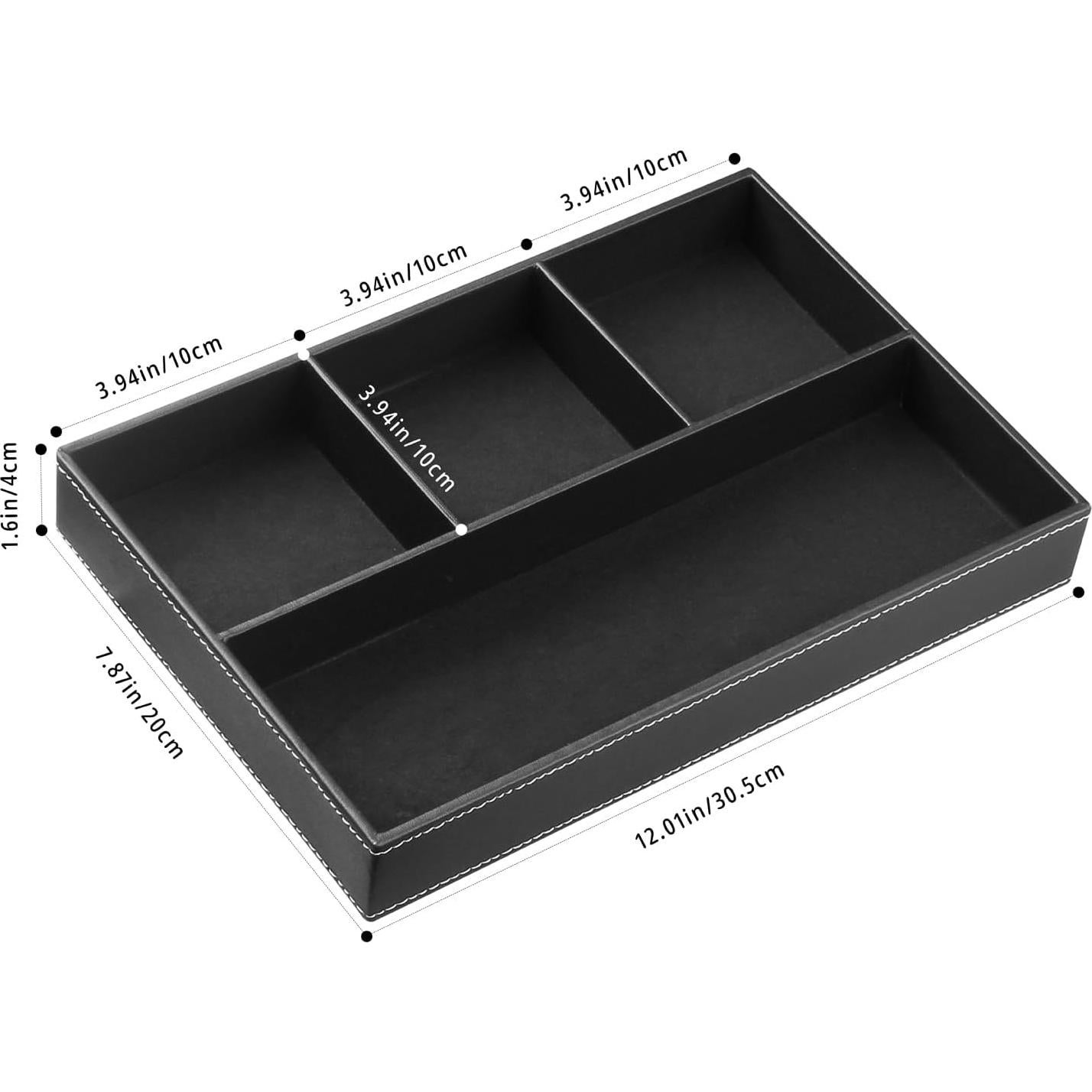 Bandeja Valet Fanousy de Cuero Sintético Negra 30x20 cm