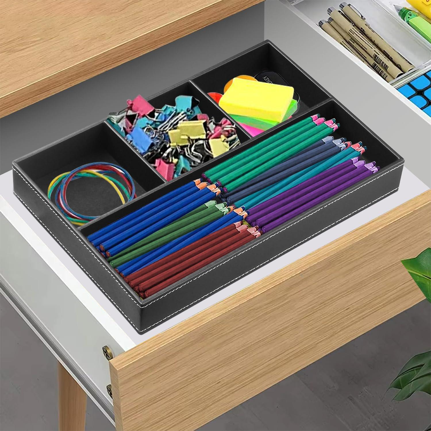 Bandeja Valet Fanousy de Cuero Sintético Negra 30x20 cm