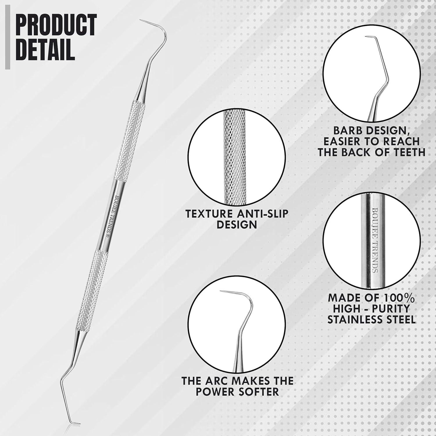 Raspador de Sarro Dental Boujee Trends Doble Cara Acero Inoxidable