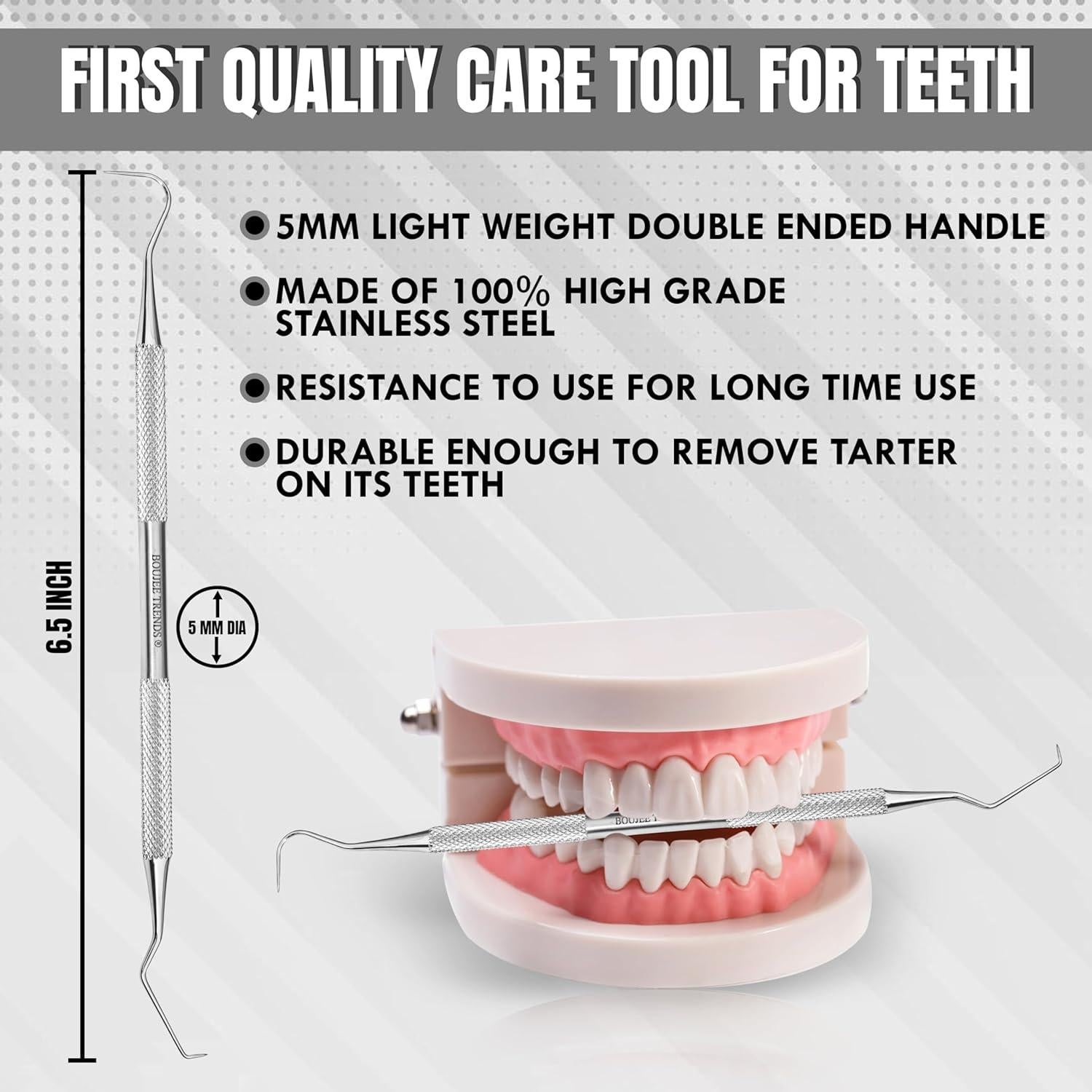 Raspador de Sarro Dental Boujee Trends Doble Cara Acero Inoxidable