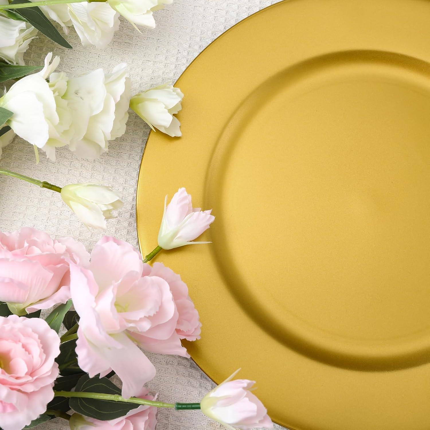 36 Platos Cargadores Dorados Hoemwarm 33cm para Eventos