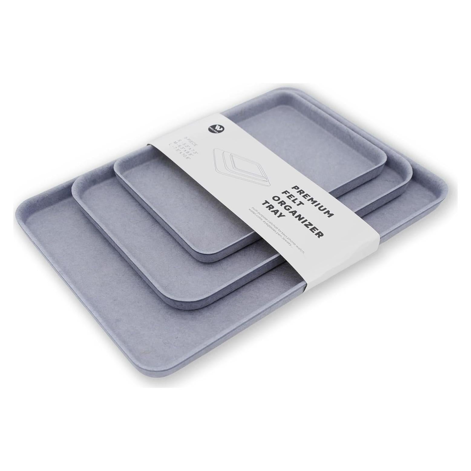 Bandeja organizadora de fieltro Welaxy 3 piezas Gris Glaciar
