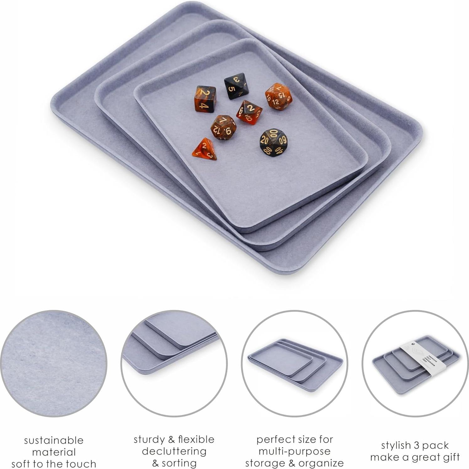 Bandeja organizadora de fieltro Welaxy 3 piezas Gris Glaciar