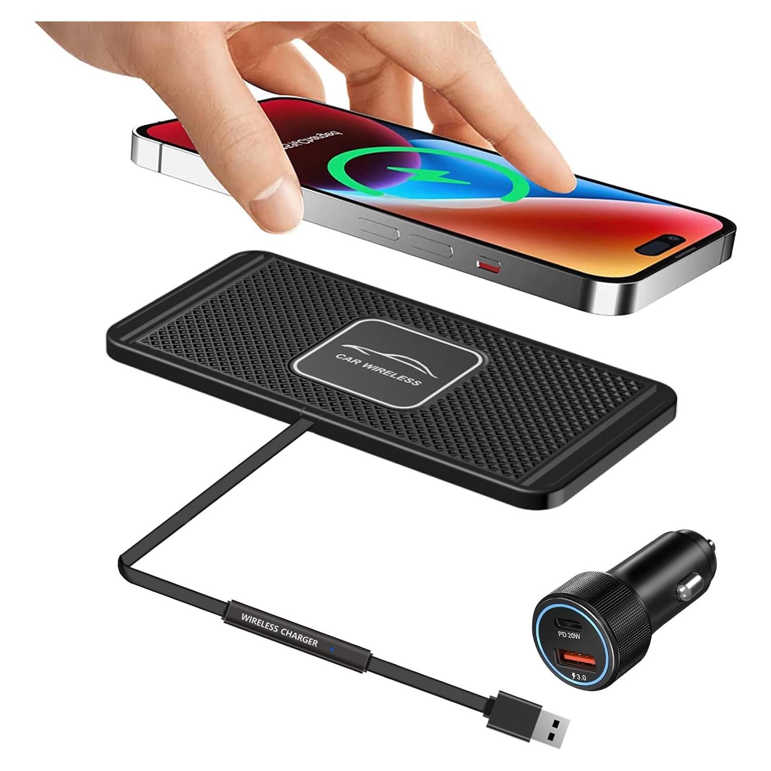 Cargador Inalámbrico Qi para Coche TASUMATO 18W USB QC 3.0