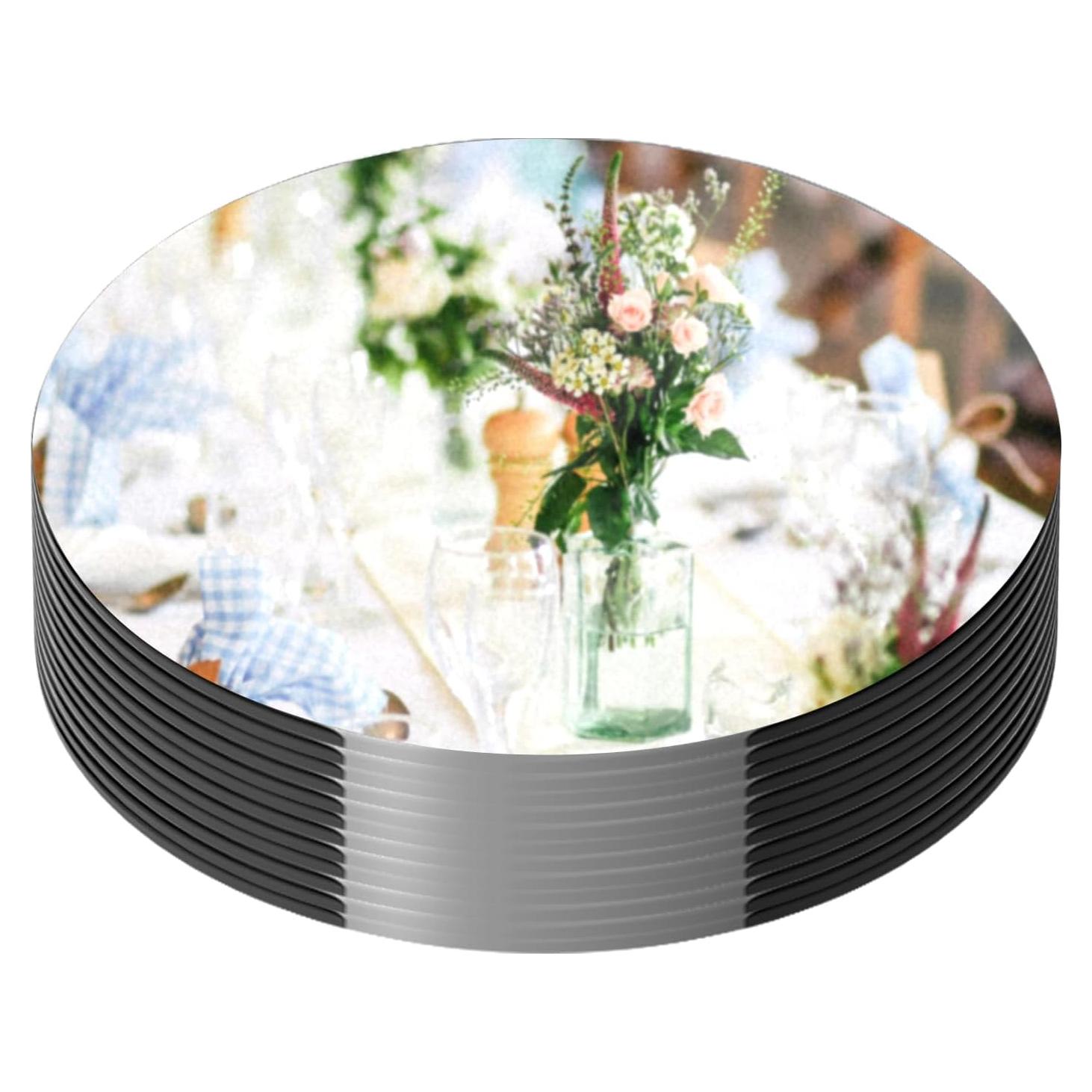 12 Espejos Redondos Acrílicos 25 cm para Centros de Mesa LUDEOU