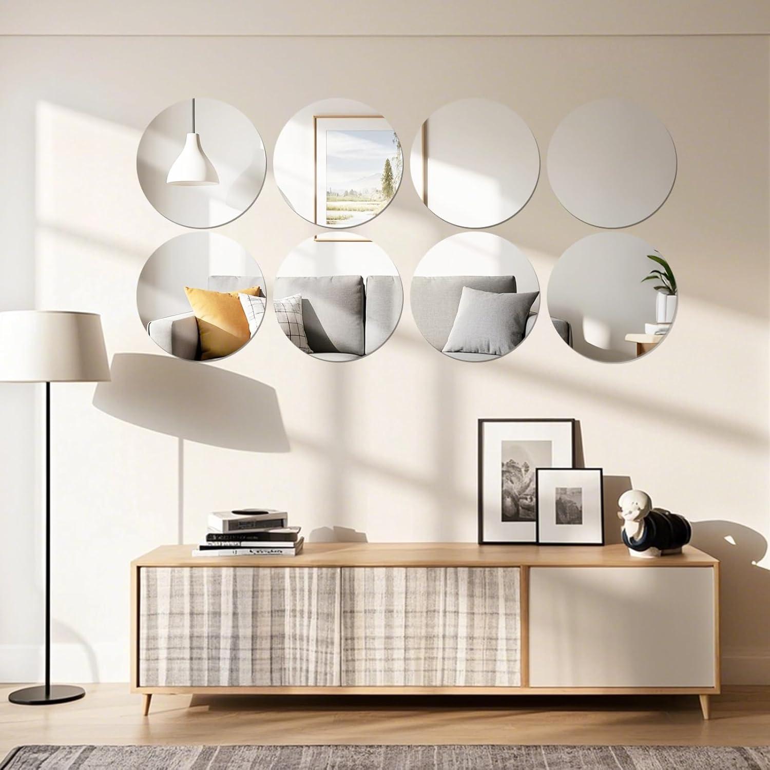 12 Espejos Redondos Acrílicos 25 cm para Centros de Mesa LUDEOU